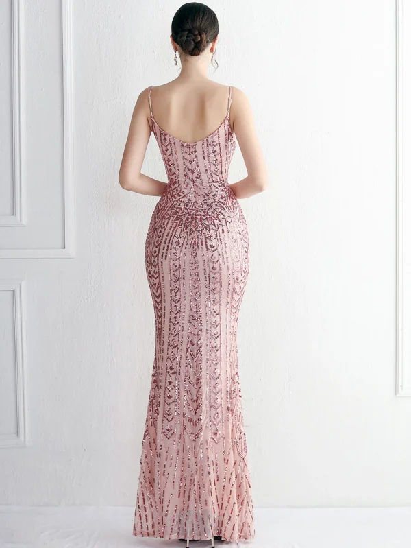 Luxury Backless Sequin Maxi Dress - Image 11