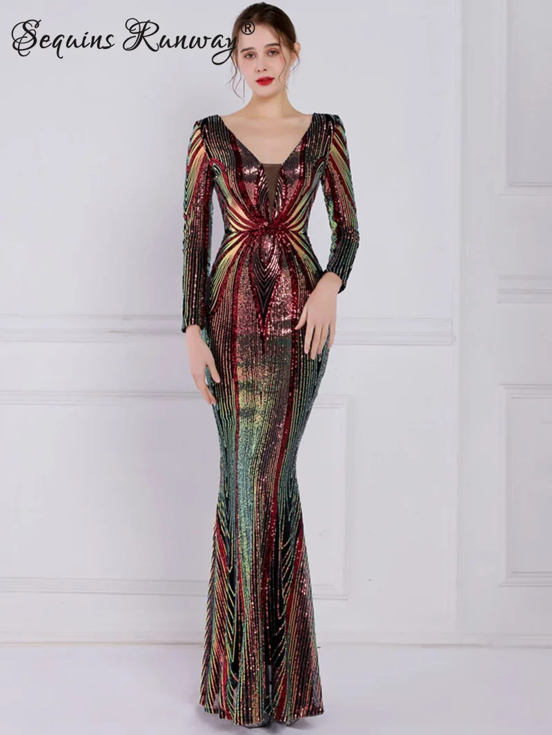 Sexy long sleeve birthday evening dresses - Image 3