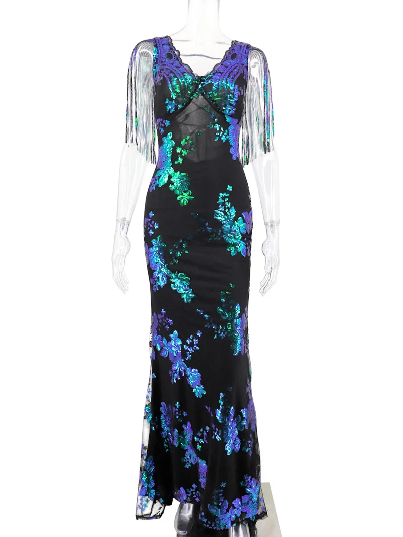 Sexy Backless Corset Sequin Maxi Dress - Image 21