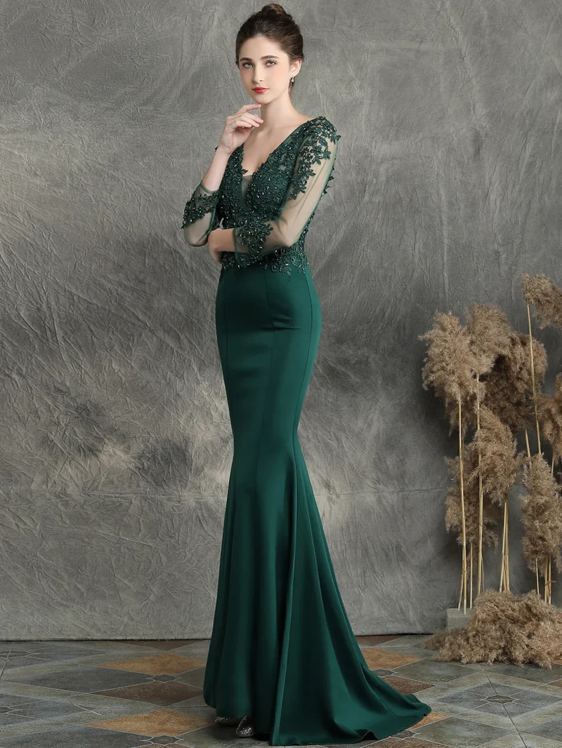 Mesh Long Sleeve Evening Dresses Women - Image 11