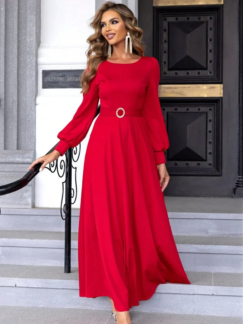 Party Dress Vestido   Red Satin Maxi - Image 4