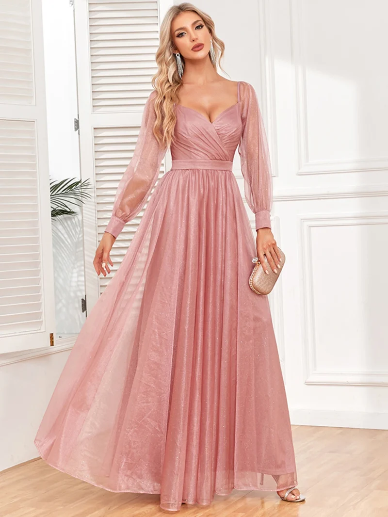 Luxury Shiny Mesh Birthday Party Dress Woman Maxi Summer - Image 3