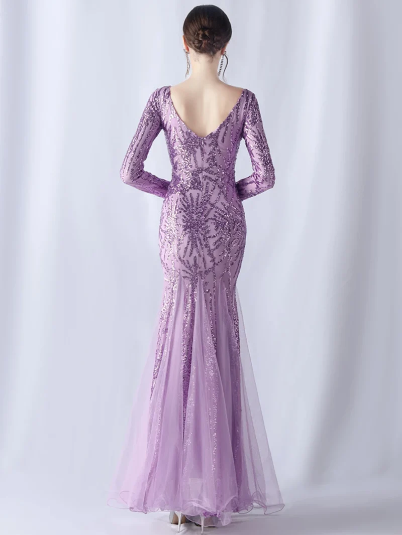 Sexy Backless Sequin Maxi with Mesh - Image 4