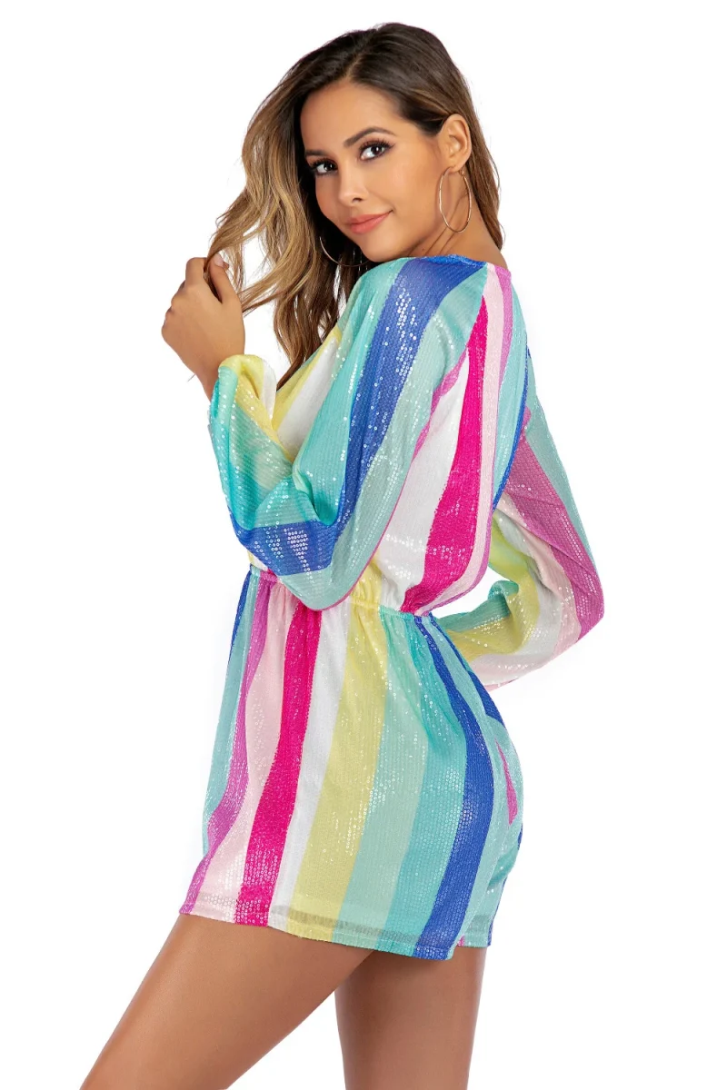 Sexy Striped Sequin Jumpsuit - Image 6