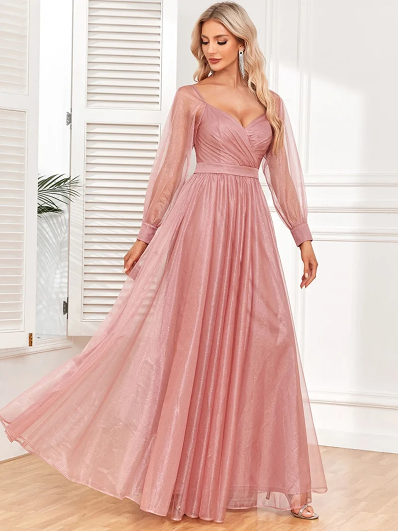 Luxury Shiny Mesh Birthday Party Dress Woman Maxi Summer - Image 5