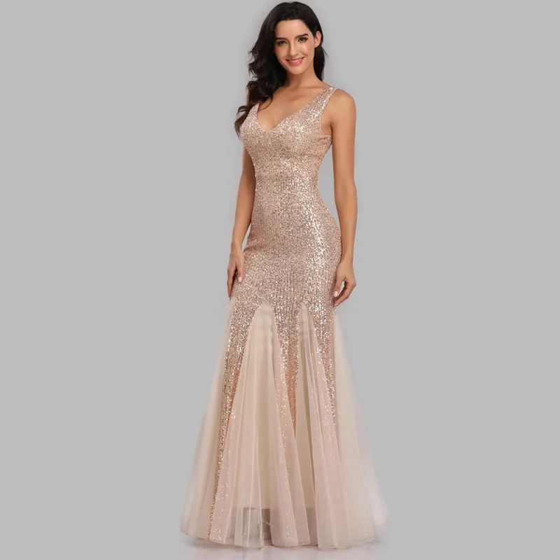 Sexy Sequin Long Sleeve Maxi Dress - Image 15