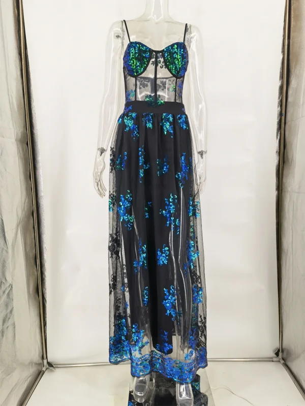 Vintage Sequin Slip Maxi Dress - Image 5