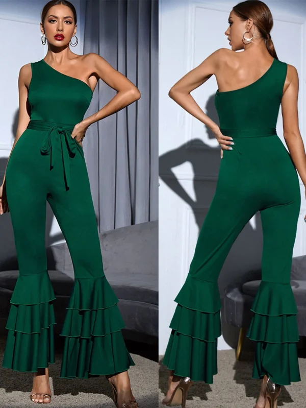 Sexy Ruffle One Shoulder Jumpsuit - Image 4