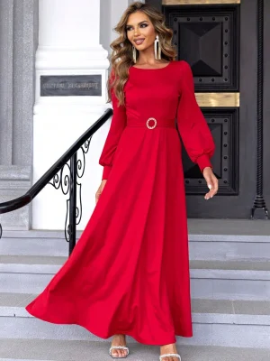 Party Dress Vestido   Red Satin Maxi