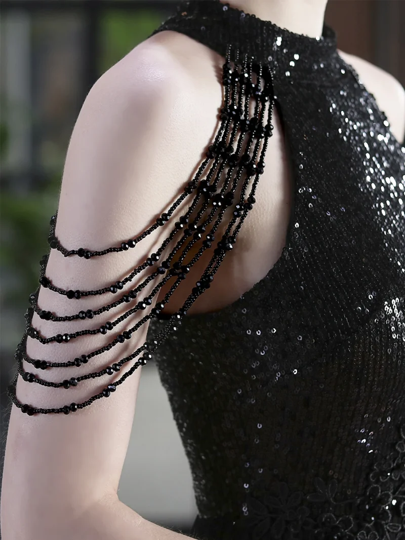 Luxury Backless Black Maxi Dress - Image 19