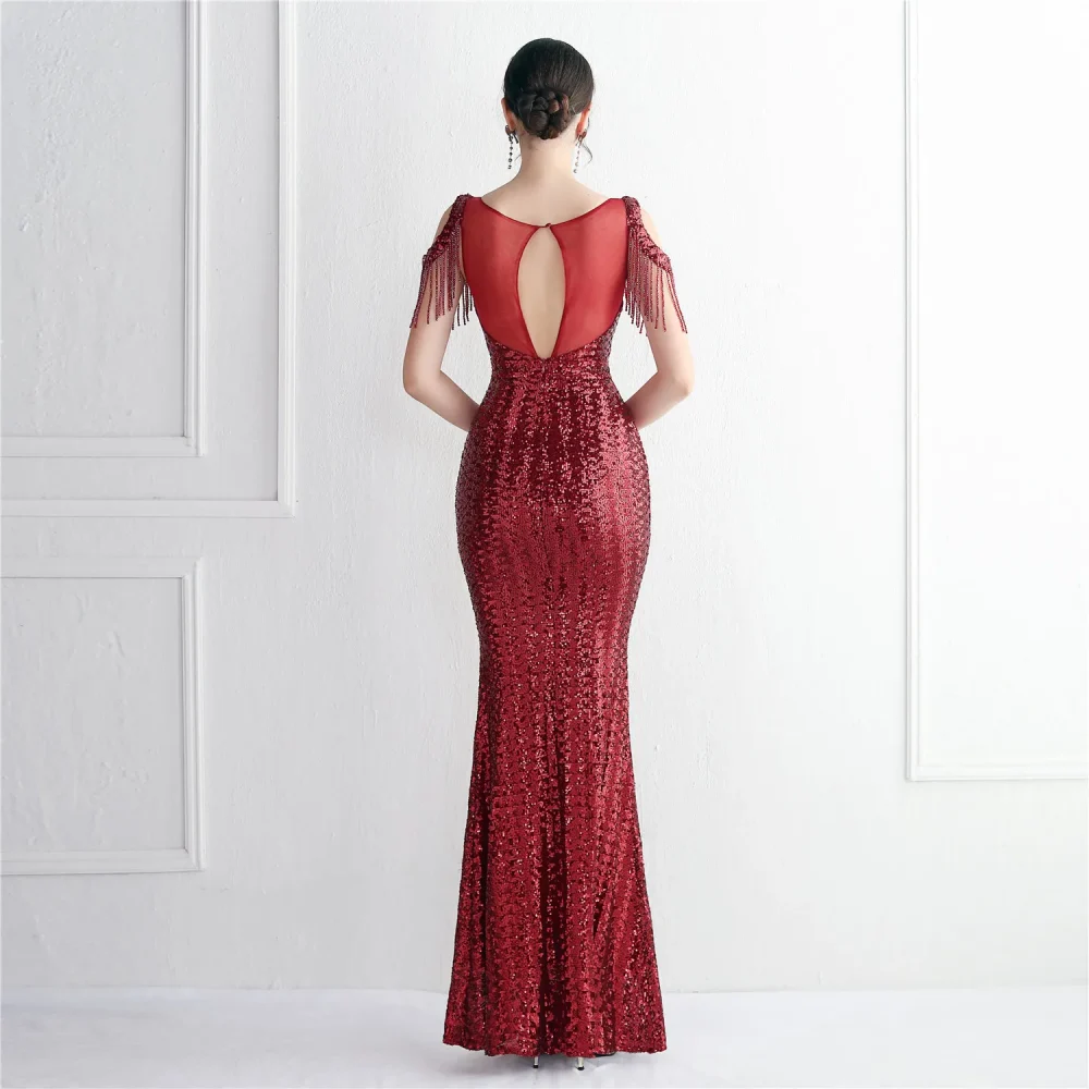 Luxury Party Dress with Mesh Overlay - Image 10