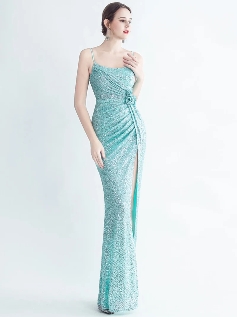 Luxury Backless Sequin Maxi Dress - Image 11