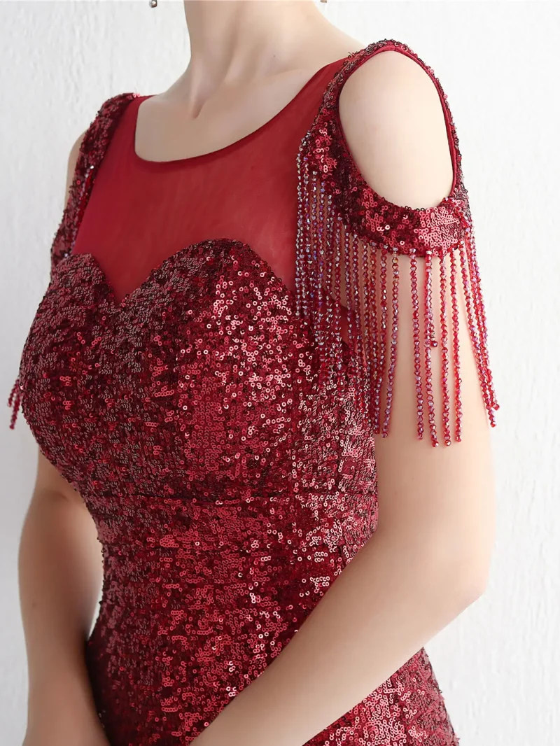 Luxury Party Dress with Mesh Overlay - Image 11