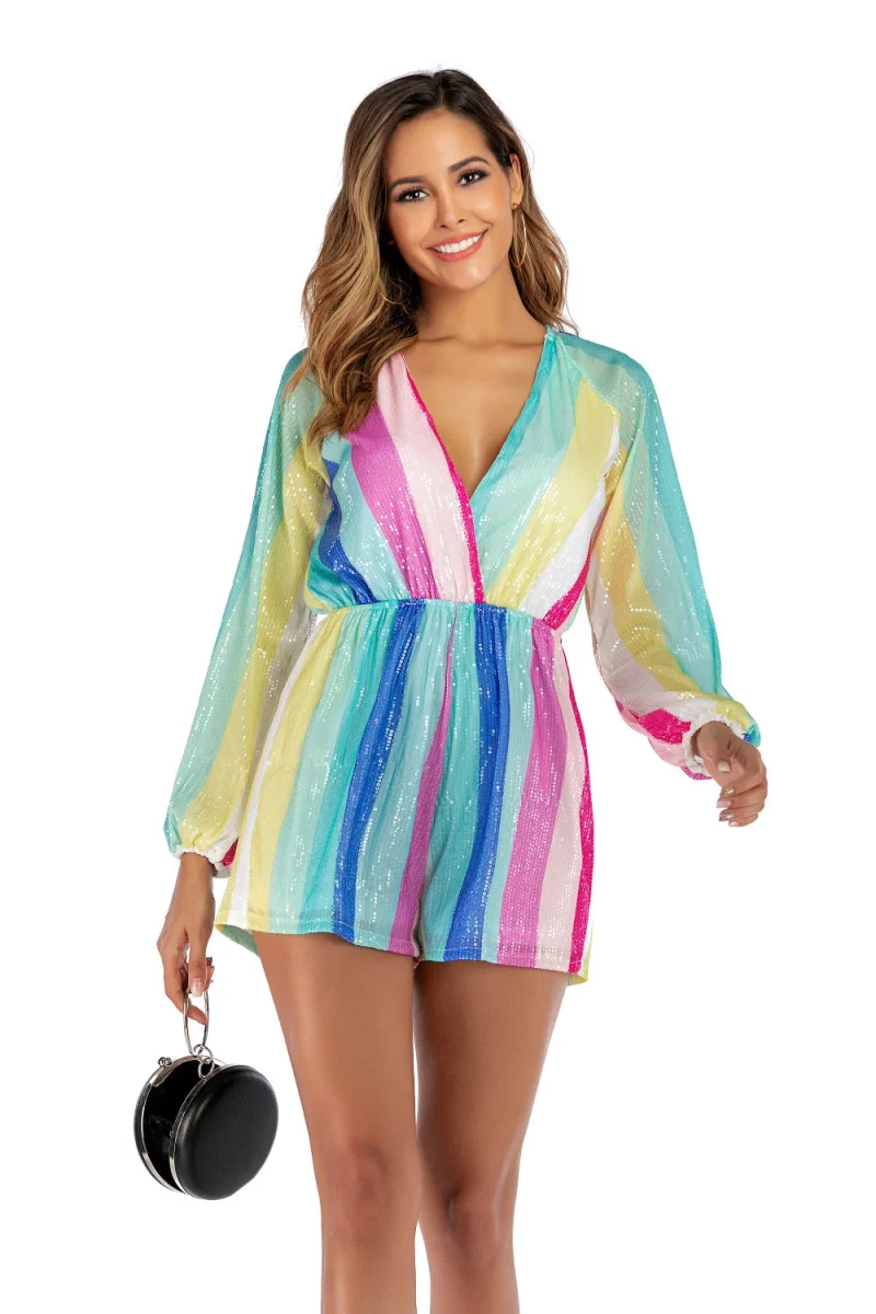 Sexy Striped Sequin Jumpsuit