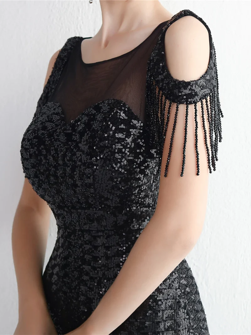 Luxury Party Dress with Mesh Overlay - Image 15