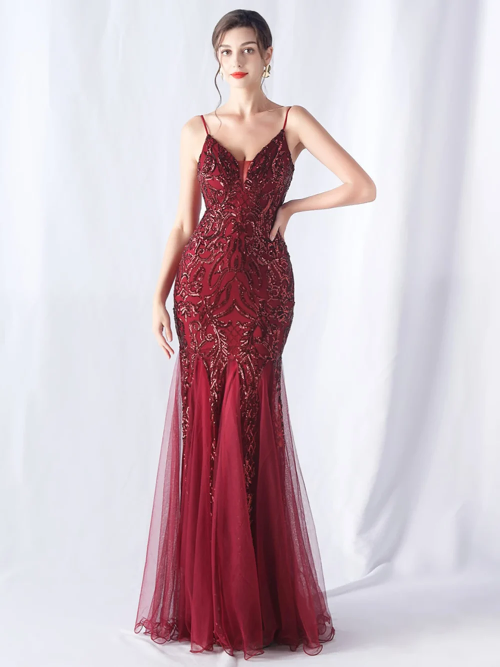 Sexy Pink Sequin Mesh Maxi Birthday Gown - Image 21