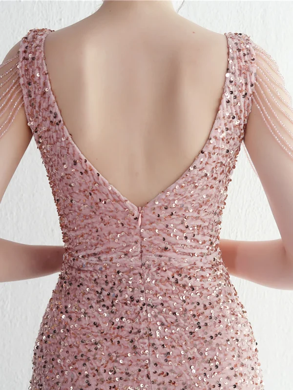 Sexy Pink Backless Sequin Maxi Summer Dress - Image 15