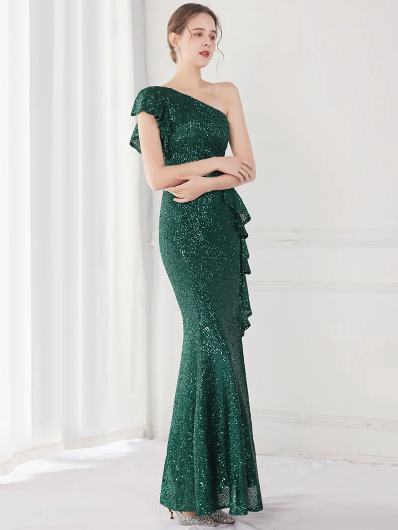 Elegant White Sequin Maxi Wedding ,Evening Gown - Image 20