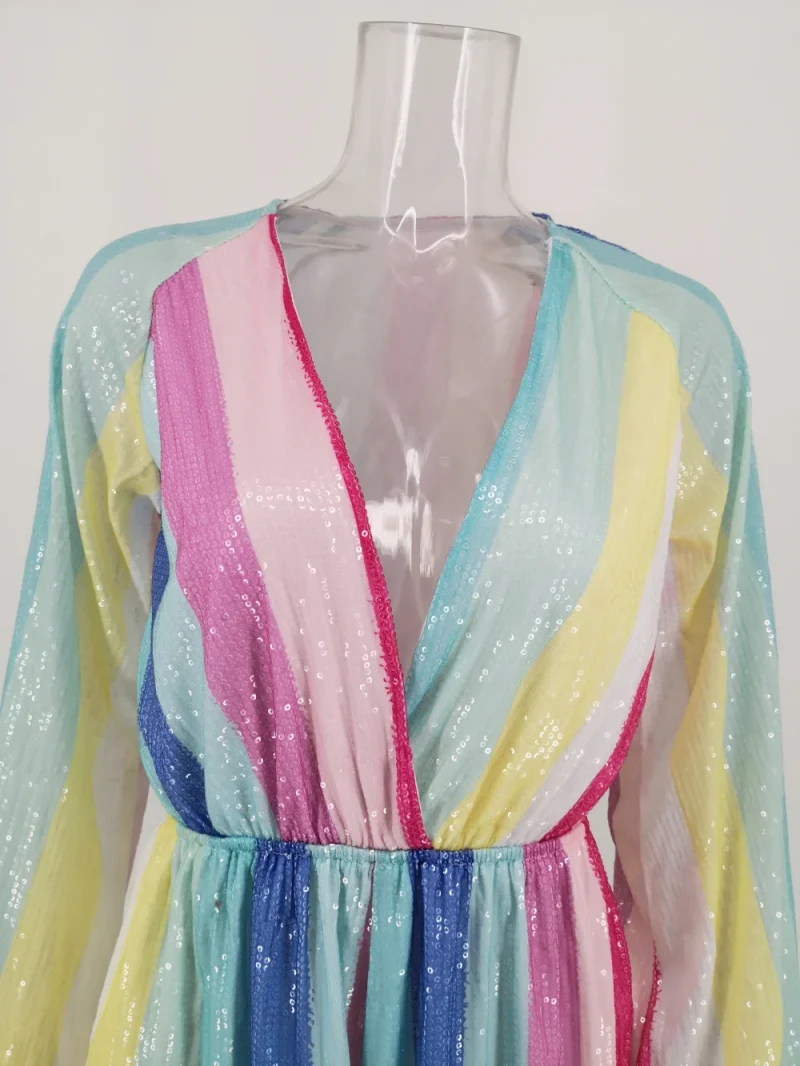 Sexy Striped Sequin Jumpsuit - Image 8
