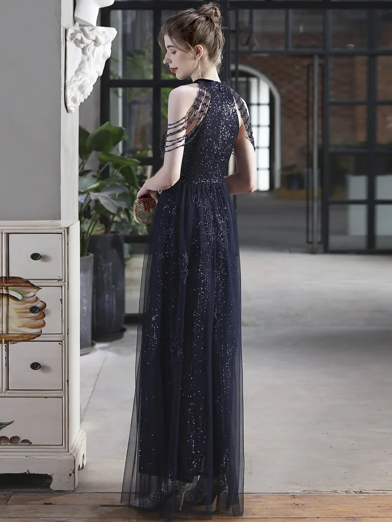 Luxury Backless Black Maxi Dress - Image 17