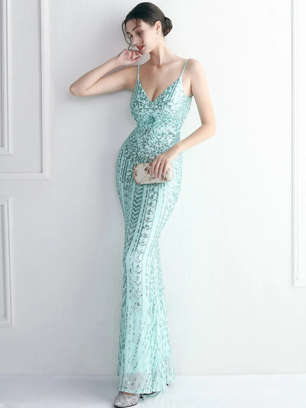 Luxury Backless Sequin Maxi Dress - Image 6