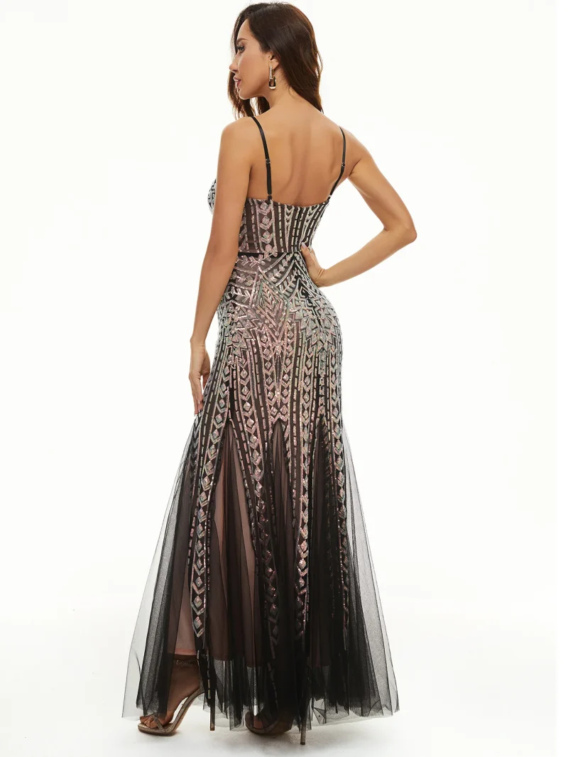 Sparkling Backless Mesh Maxi Dress - Image 7