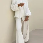 Loose Pleated Shirt & Wide Leg Pants for Women