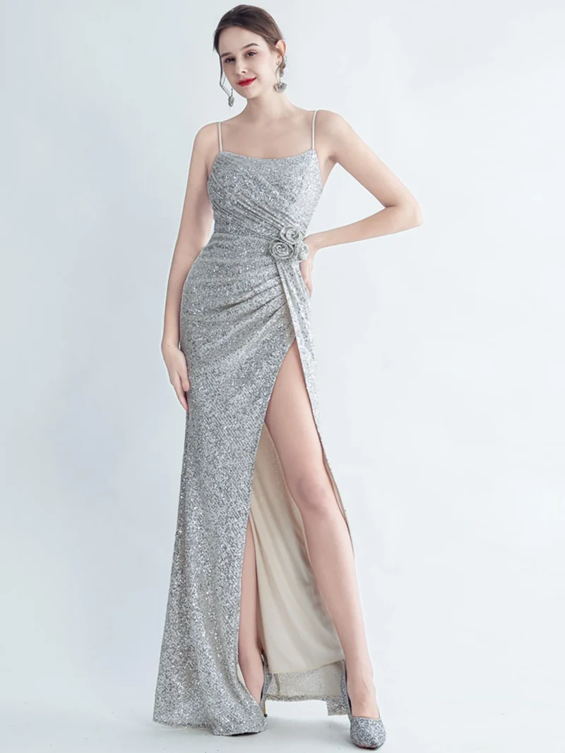 Luxury Backless Sequin Maxi Dress