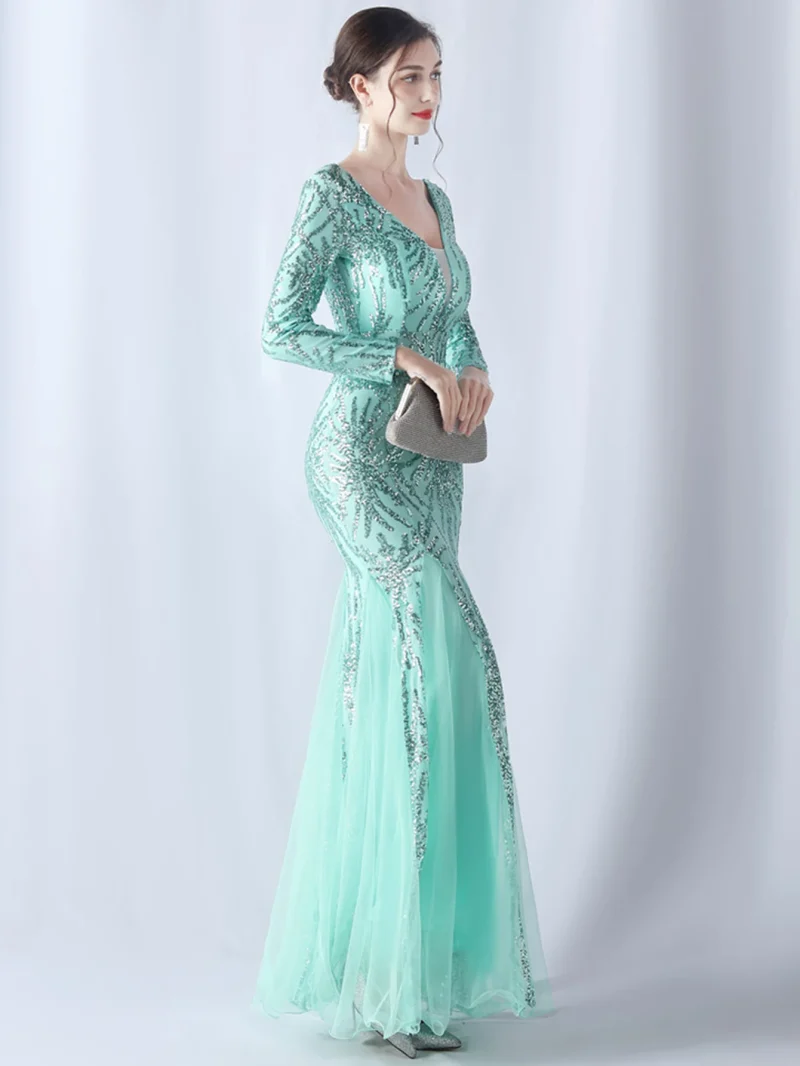 Sexy Backless Sequin Maxi with Mesh - Image 14