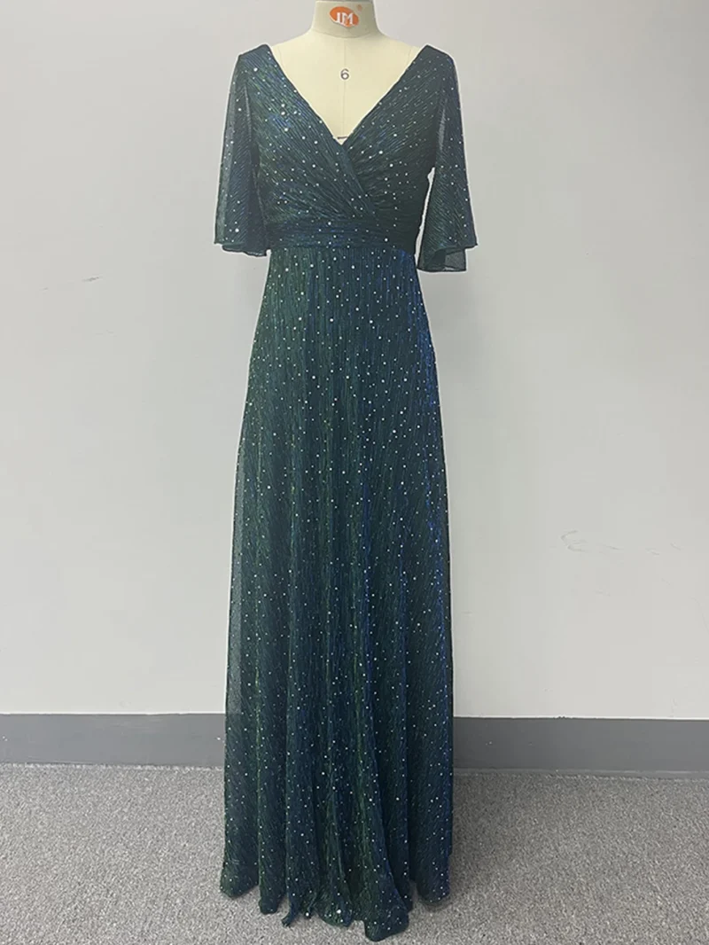 Sexy Vintage Silver Maxi Sequin Mesh Dress - Image 7
