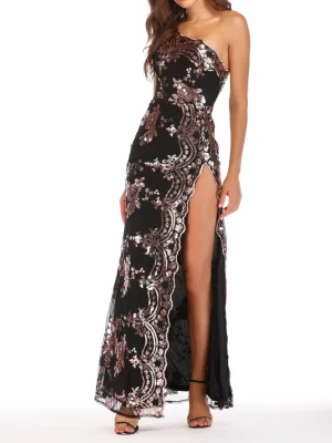 Sexy Off-Shoulder Sequin Maxi Dress Women