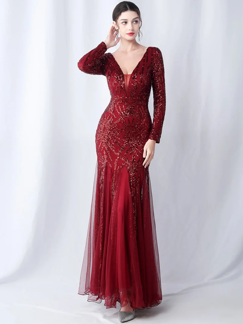 Sexy Backless Sequin Maxi with Mesh - Image 28
