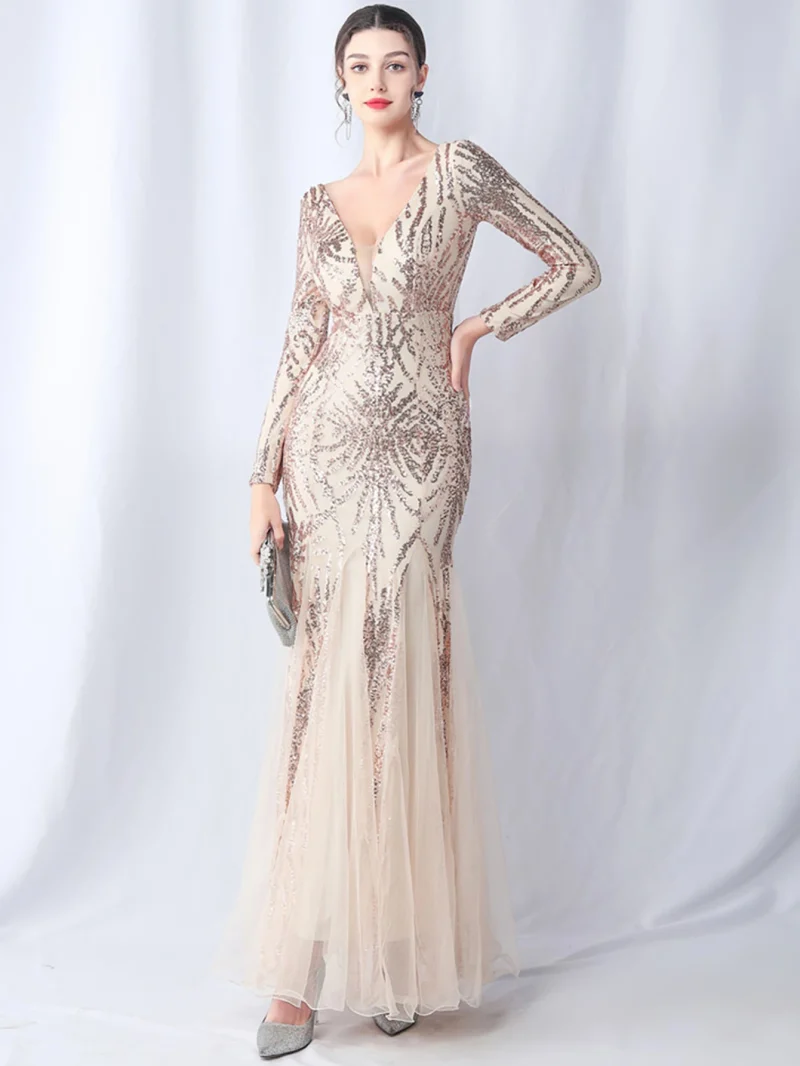 Sexy Backless Sequin Maxi with Mesh - Image 20