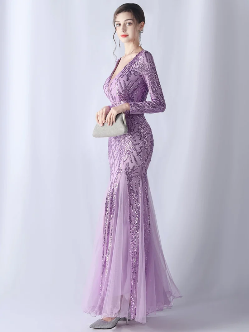 Sexy Backless Sequin Maxi with Mesh - Image 3
