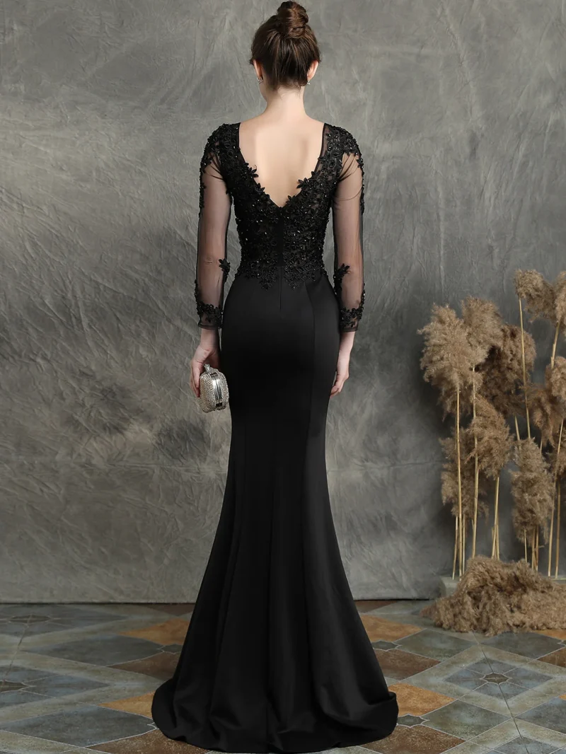 Mesh Long Sleeve Evening Dresses Women - Image 9