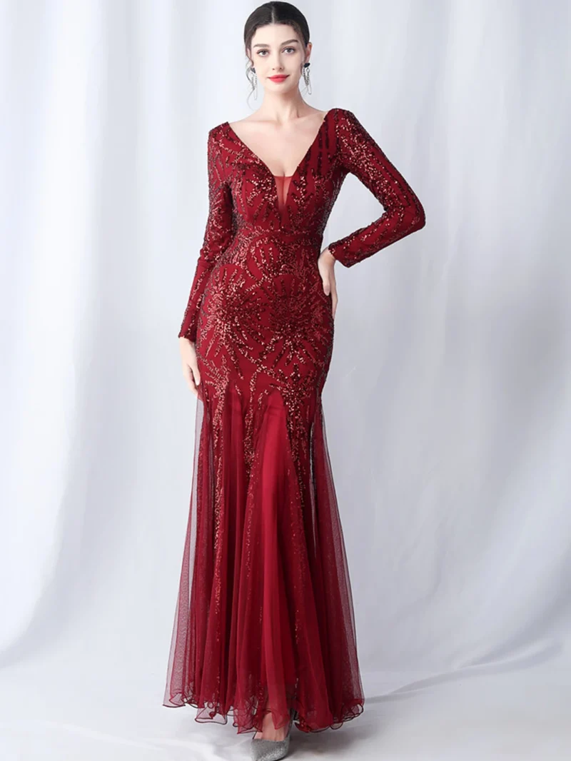 Sexy Backless Sequin Maxi with Mesh - Image 29