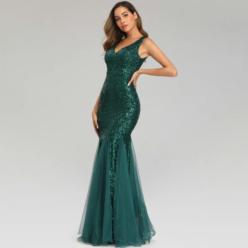 Sexy Sequin Long Sleeve Maxi Dress - Image 17