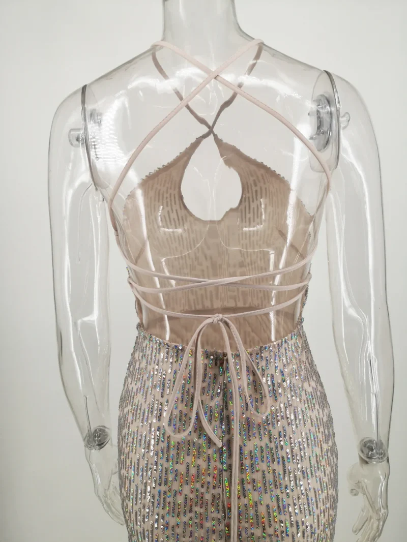 Vintage Backless Sequin Maxi Dress - Image 11