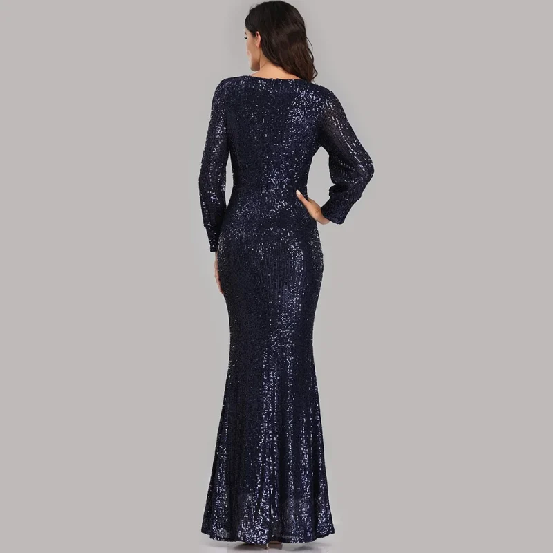 Sexy Sequin Long Sleeve Maxi Dress - Image 10