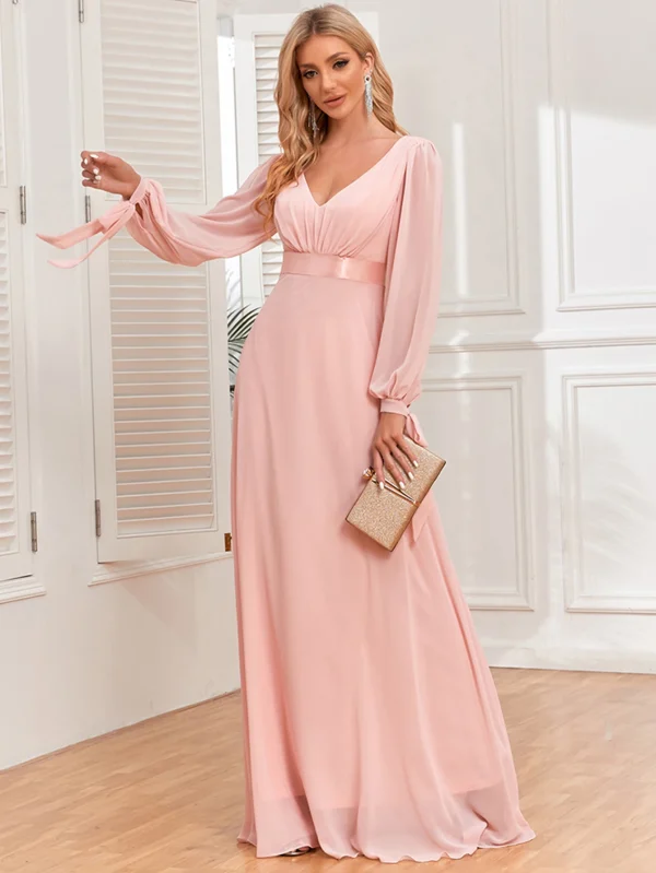 Sexy Backless Pink Maxi Chiffon Summer Dress Women - Image 5