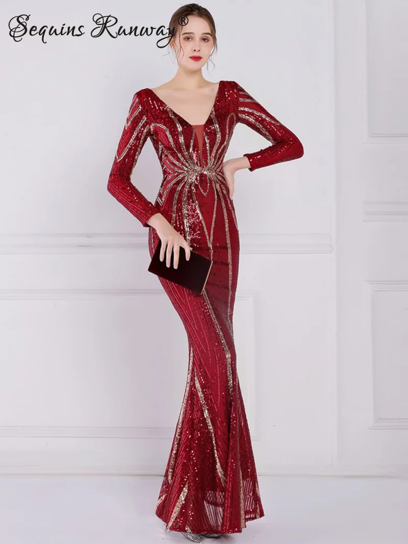 Sexy long sleeve birthday evening dresses - Image 4