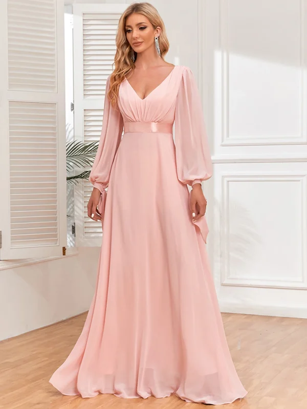 Sexy Backless Pink Maxi Chiffon Summer Dress Women