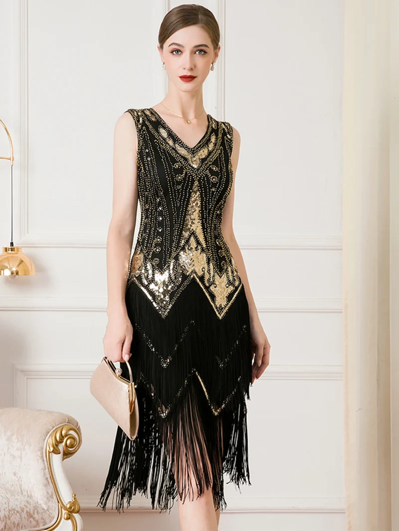 Sexy Vintage Backless Sequin Maxi Dress - Image 3