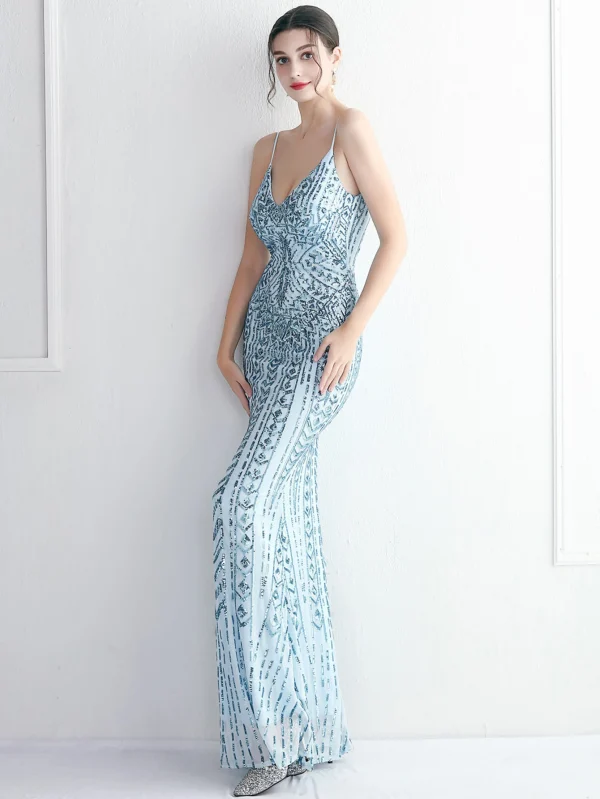 Luxury Backless Sequin Maxi Dress - Image 4