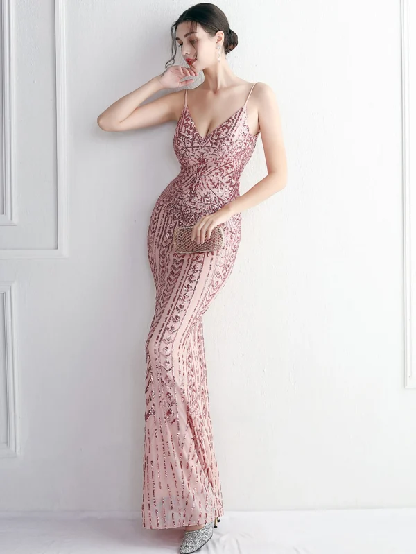 Luxury Backless Sequin Maxi Dress - Image 10