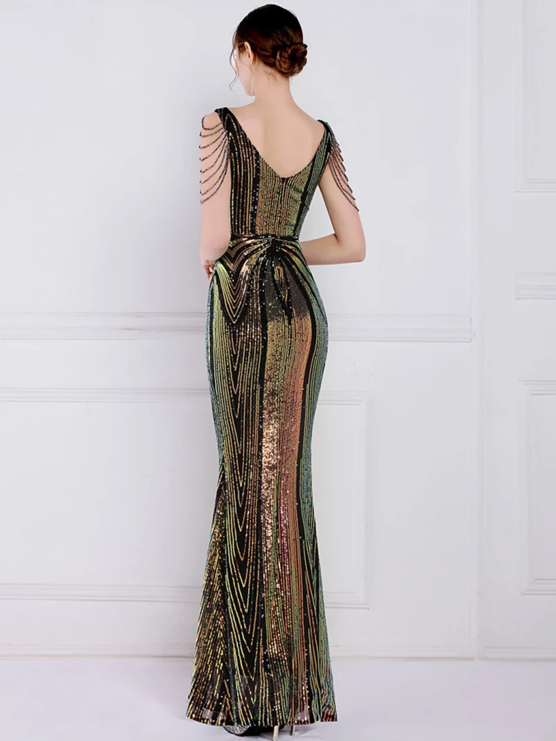 Sexy Black Backless Sequin Maxi Dress Women - Image 17