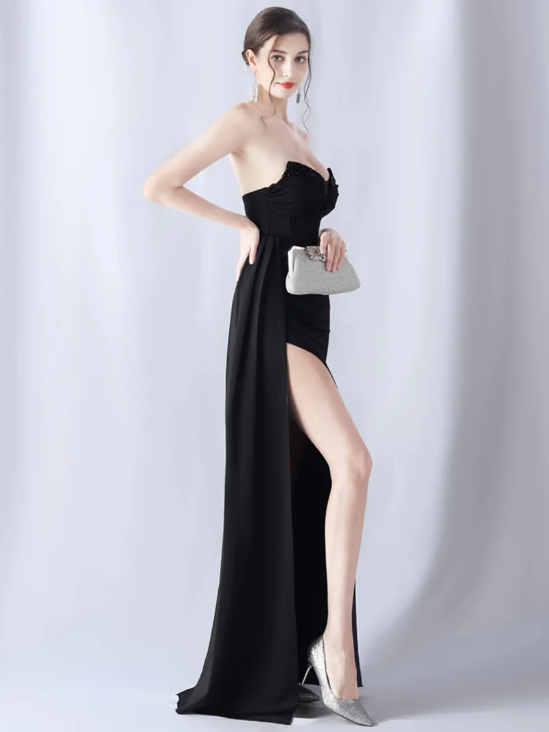 Sexy Backless Black Diamond Maxi Dress - Image 18