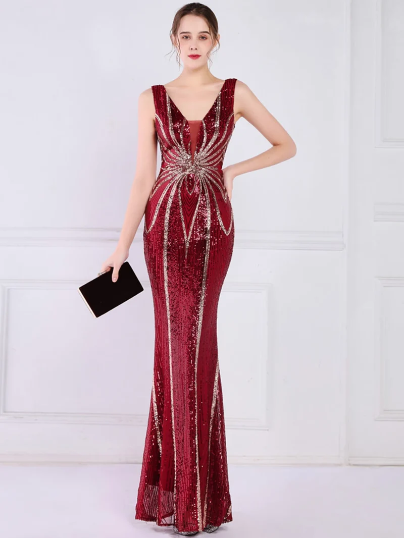 Sexy Black and White Sequin Maxi Dress - Image 24