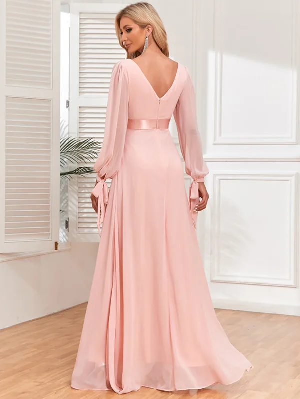 Sexy Backless Pink Maxi Chiffon Summer Dress Women - Image 6