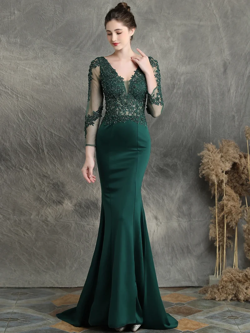 Mesh Long Sleeve Evening Dresses Women - Image 10